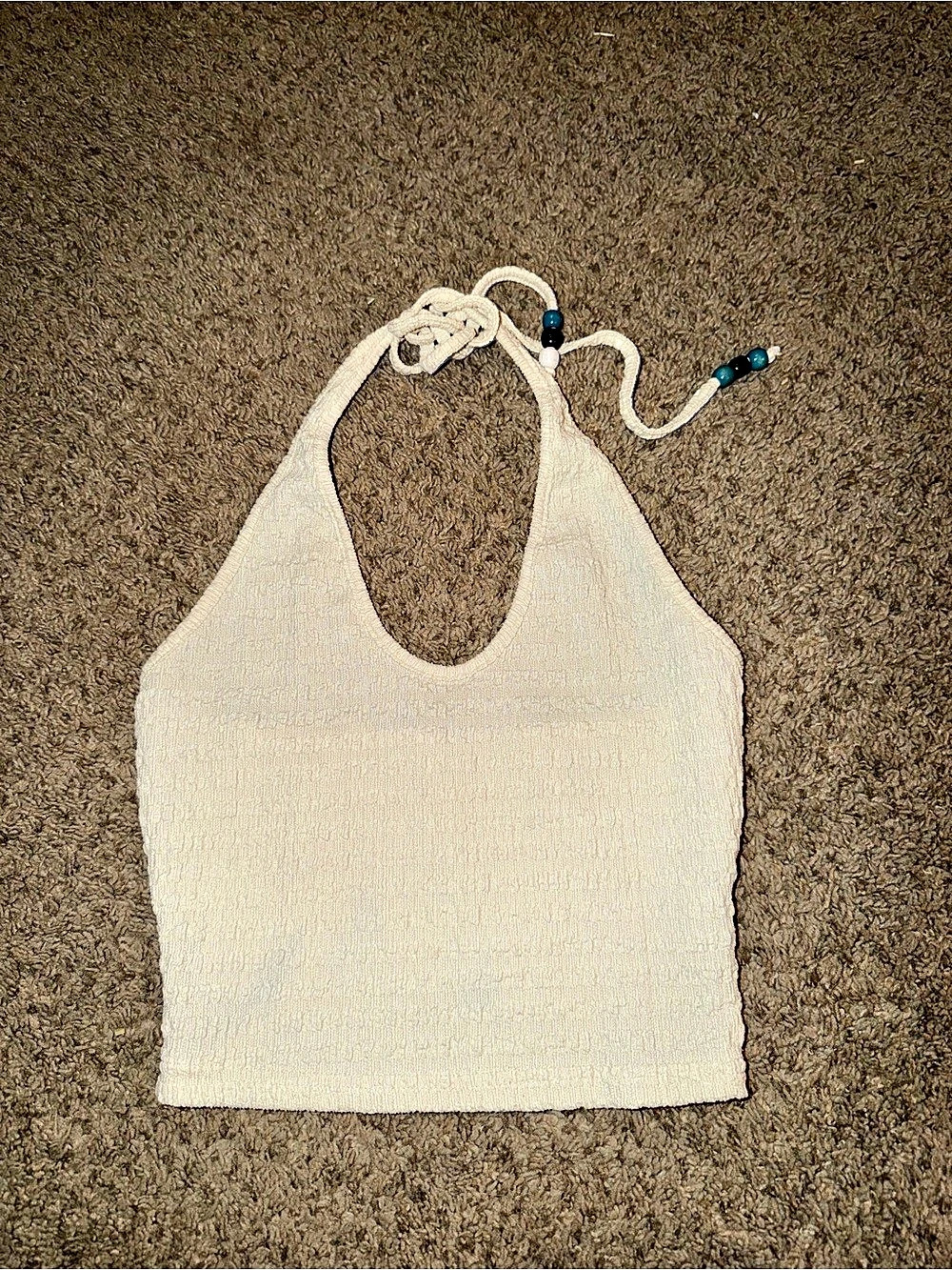 SHEIN Halter Crop Top in Cream Size XS